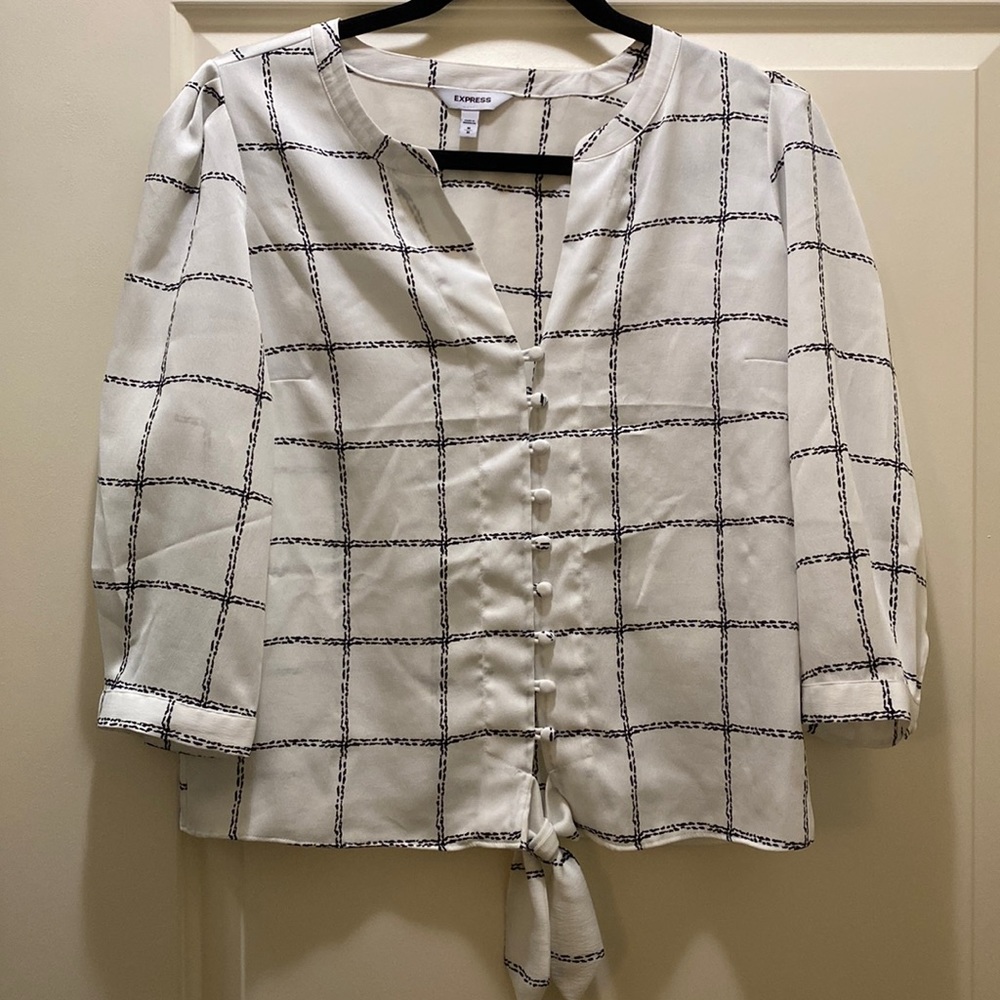Dressy white and black blouse.
